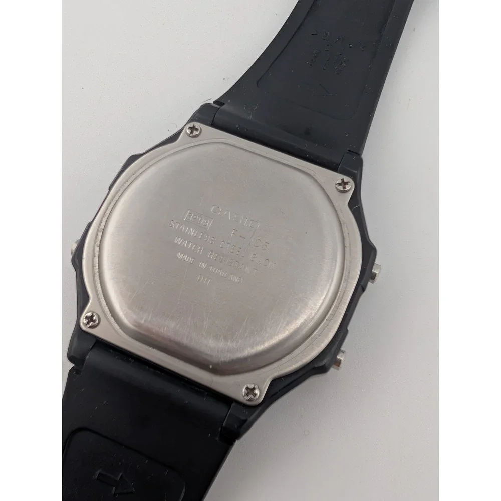 Casio 3298 F-105 Mens Watch 35mm Black Digital Illuminator Chrono- New Battery